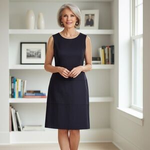 Tory Burch Sz M Dark Navy Classic Business Old Money Office Sleeveless Dress